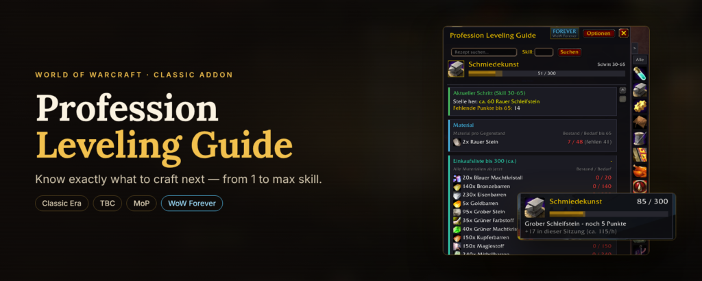 PLG Profession Leveling Guide Addon
